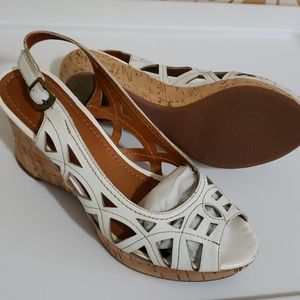 Nicole Wedge white sandals